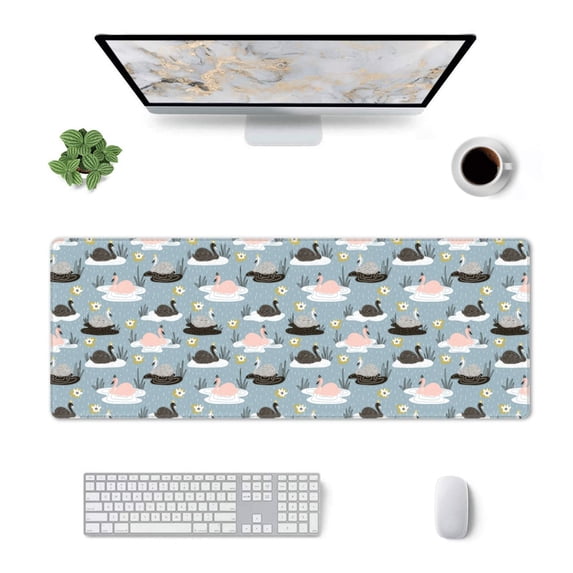 Rocae Swan Princess On Lake for Gaming Mouse Pad, Mouse Pad Large, Office Computer Keyboard Mousepad, Keyboard and Mouse Pad with Stitched Edges,31.5 x 11.8 in