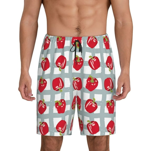 Rocae Sweet Red Fruit for Men's Soft Sleep Pajama Shorts, Waistband and Pockets-Small