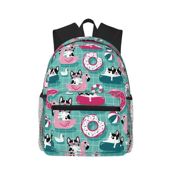 Rocae Swimming Bulldog for Lightweight Casual Backpack Travel Hiking Backpack Carry On Laptop Backpack
