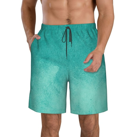 Rocae Teal Turquoise1 for Men's Beach Shorts Casual Elastic Waist Drawstring Summer Beach Shorts,S-3XL-3X-Large