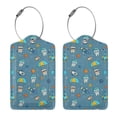 thumbnail image 1 of Rocae Teeth Cosmonaut for Leather Luggage Baggage Tags ID Label Privacy Cover ID Label with Stainless Steel Loop and Address Card, 1 of 5