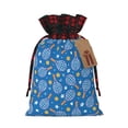 thumbnail image 1 of Rocae Tennis Print Christmas Drawstring Linen Gift Bag with Drawstrings Treat Bag Goody Present Bags for Christmas Party Favor, 1 of 8