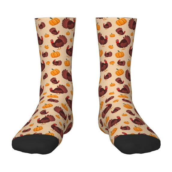 Rocae Thanksgiving Turkey and Pumpkin for Girls Boys Crew Socks,Children's Socks, Kids Socks, Toddler Socks: Daily Wear with Kids School Uniform