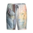 thumbnail image 1 of Rocae The Cat Looks in the Mirror for Men's Soft Sleep Pajama Shorts, Waistband and Pockets, 1 of 9