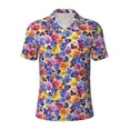 thumbnail image 1 of Rocae The Garden Tricolor Pansy Flower for Men's Short Sleeve Polo Shirt, Quick Drying Performance Moisture Wicking Sports Men's Golf Shirt Large, 1 of 9