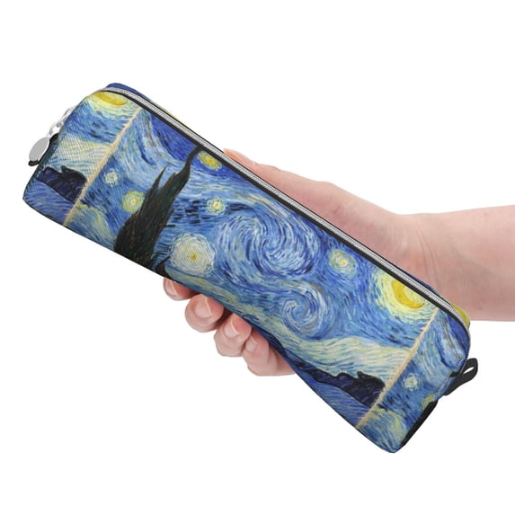 Rocae The Starry Night for Pen and Marker Pouch with Zipper for Men and Women, Stationery Bag Pen Holder for Work and Office