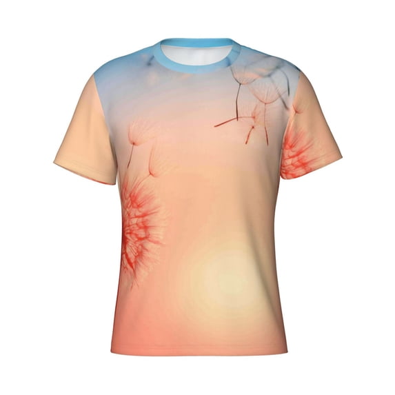 Rocae The Sunset of Dandelion for Men's Moisture-Wicking Crew Tee - T-Shirt for Sports, Outdoor Activities, and Casual Wear