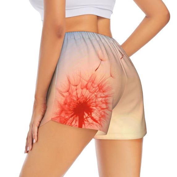Rocae The Sunset of Dandelion for Women's Athletic Shorts Quick Dry Workout Hiking Shorts With Pockets for Running, Yoga, Gym, Sports Small