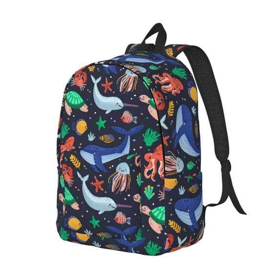 Rocae The Underwater World for Durable Canvas Backpack Leisure Large Bag Travel Rucksack Multi-function Backpack