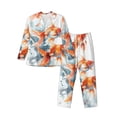 thumbnail image 1 of Rocae Three Goldfish Watercolor Splash for Men's Pajamas Set Mens Pjs Sets Long Sleeve Button Down Sleepwear-Large, 1 of 7