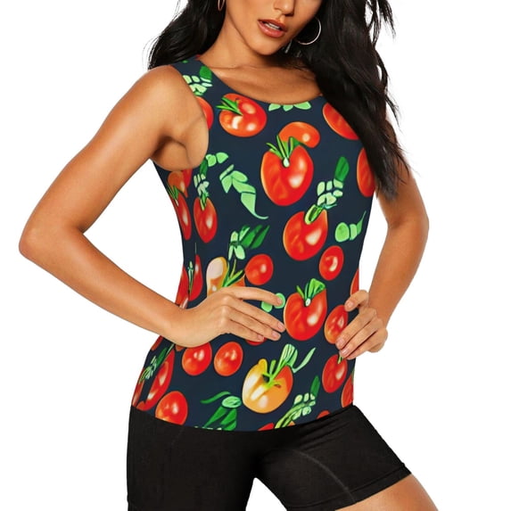 Rocae Tomatoes for Women's Workout Tank Top Lightweight Sleeveless Fit Tops- Moisture-Wicking, BreathableX-Large