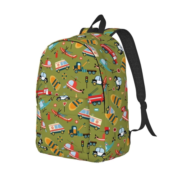 Rocae Transportation Prints for Durable Canvas Backpack Leisure Large Bag Travel Rucksack Multi-function Backpack