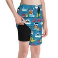 thumbnail image 1 of Rocae Transportations With Animals for Teen Beach Trunks Boys Swim Trunks with Compression Liner Quick Dry Board ShortsX-Large, 1 of 9