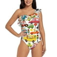thumbnail image 1 of Rocae Transports with Animals for Asymmetric Women One Piece Swimsuits Tummy Control One Shoulder Bathing Suits Ruffle Swimwear, 1 of 8