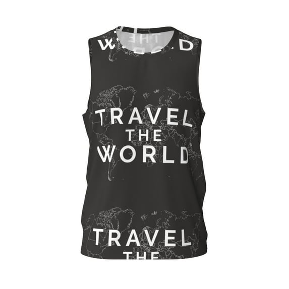 Rocae Travel The World1 for Men's Basketball Jersey Lightweight and Breathable Athletic Tank Top,Quick-Drying Sports Jersey