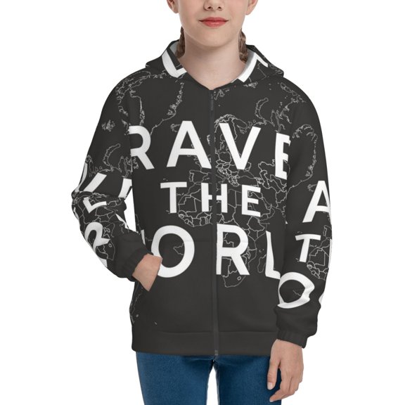 Rocae Travel The World1 for Zip Up Hoodies for Teen Sweatshirt with Hood-Small