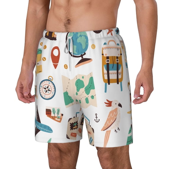 Rocae Travel1 for Men's Swim Trunks Quick Dry With Two Side Pockets and One Lined Patch PocketSmall