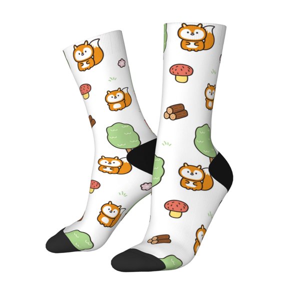 Rocae Tree Squirrel for Adult Socks Casual Athletic Stretchy Loose Socks for Women Men Non-Slip Middle Tube Socks