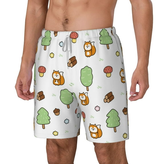 Rocae Tree Squirrel for Men's Swim Trunks Quick Dry With Two Side Pockets and One Lined Patch Pocket3X-Large