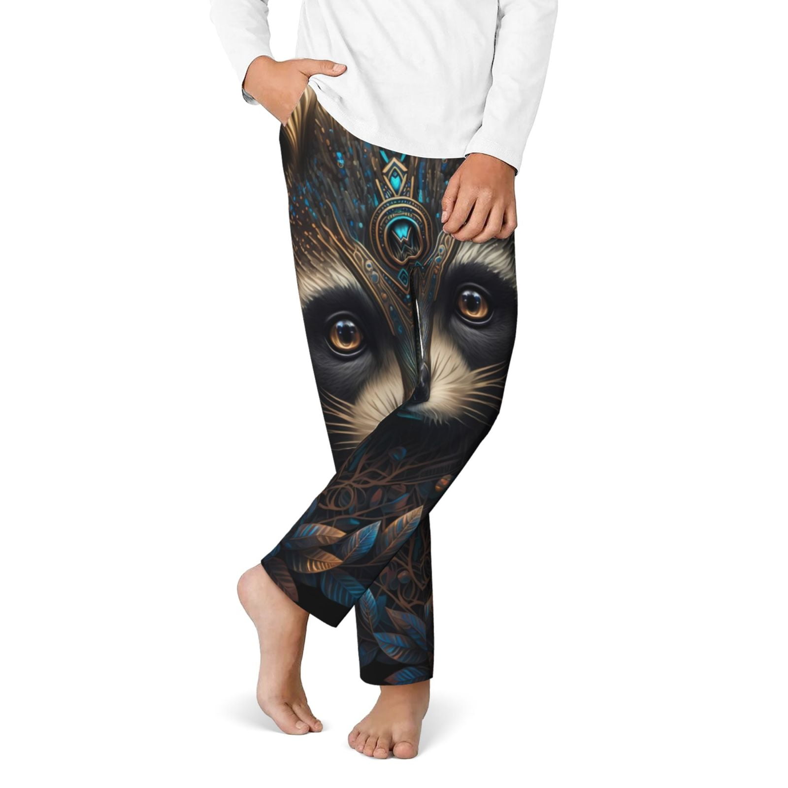 Pink Raccon Pj Rocae Tribal Style Raccoon for Teenagers' Pajama Pants,Girls lounge ...