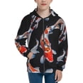 thumbnail image 1 of Rocae Tricolor Koi Fish Trio for Zip Up Hoodies for Teen Sweatshirt with Hood-Medium, 1 of 6