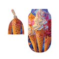 Rocae Trio Of Dripping Cones for Baby Swaddle Blanket with Hats Set for