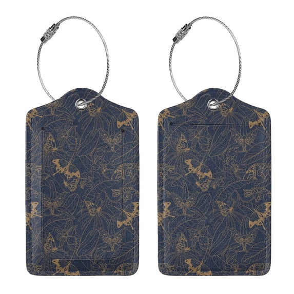 Rocae Tropical Butterfly for Leather Luggage Baggage Tags ID Label Privacy Cover ID Label with Stainless Steel Loop and Address Card