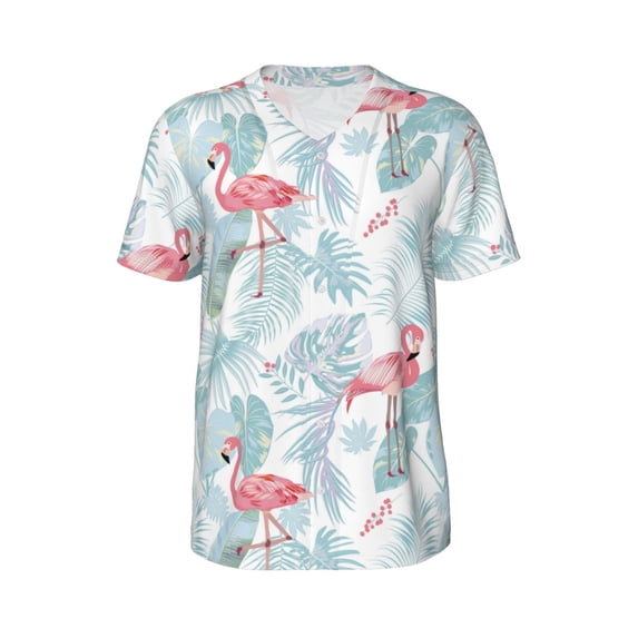 Rocae Tropical Flamingo for Breathable Men's Baseball T-Shirt Fashionable Casual Baseball Jersey, Moisture-wicking Sportswear 4X-Large