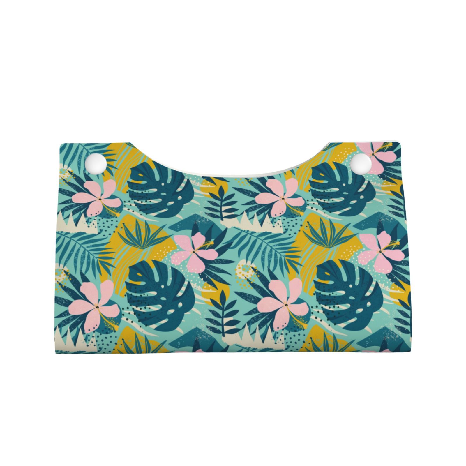 Rocae Tropical Floral Print Long Tissue Box Lid Durable Leather Tissue