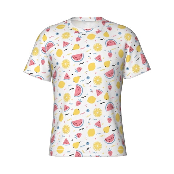 Rocae Tropical Fruit for Men's Moisture-Wicking Crew Tee - T-Shirt for Sports, Outdoor Activities, and Casual WearX-Large
