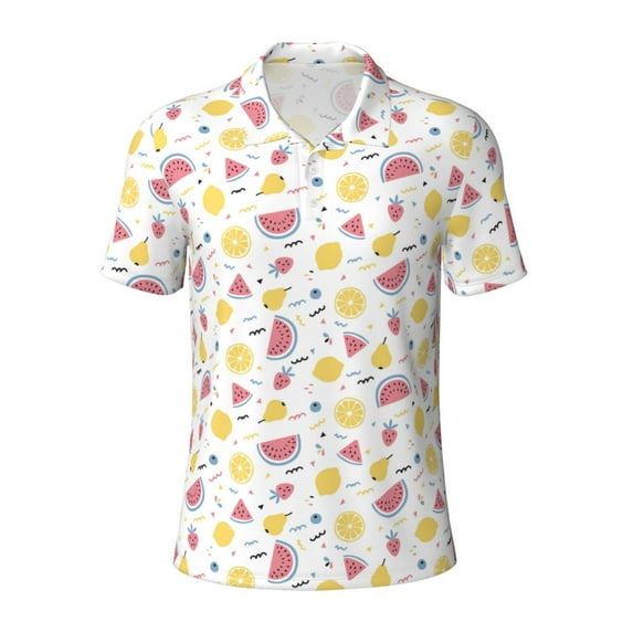 Rocae Tropical Fruit for Men's Short Sleeve Polo Shirt, Quick Drying Performance Moisture Wicking Sports Men's Golf Shirt 4X-Large