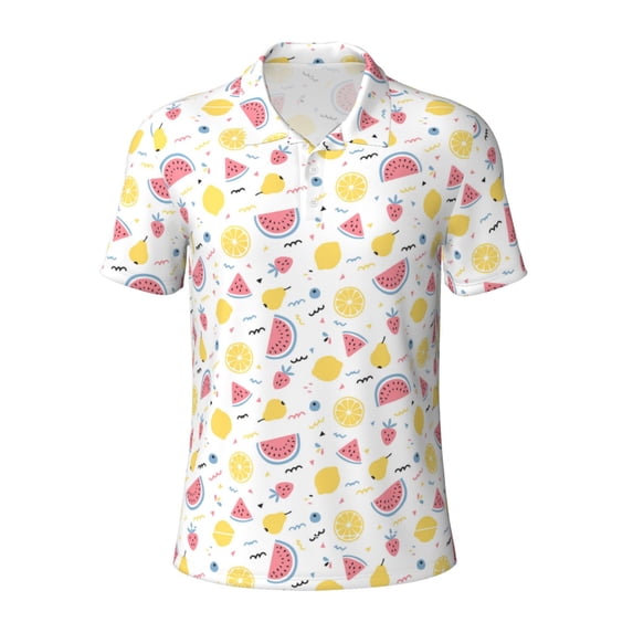 Rocae Tropical Fruit for Men's Short Sleeve Polo Shirt, Quick Drying Performance Moisture Wicking Sports Men's Golf Shirt Medium