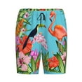 thumbnail image 1 of Rocae Tropical Jungle Flamingo for Men's Soft Sleep Pajama Shorts, Waistband and Pockets, 1 of 9