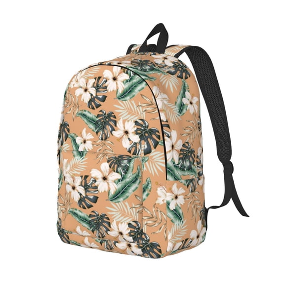 Rocae Tropical Leaves Flower for Durable Canvas Backpack Leisure Large Bag Travel Rucksack Multi-function Backpack