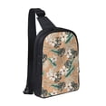 thumbnail image 1 of Rocae Tropical Leaves Flower for Lightweight Chest Bag Dual Pocket, Waterproof Crossbody Sling Bag for Men and Women, 1 of 8