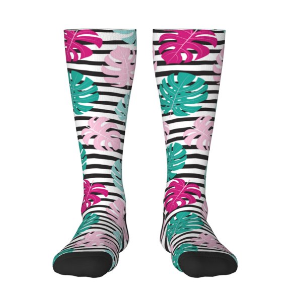 Rocae Tropical Leaves for Novelty Casual compression Socks For Women Men Contrast Color Stockings