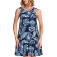 thumbnail image 1 of Rocae Tropical Leaves for Sleeveless Dresses Summer Casual Ruffle Sleeveless Cute Crew Neck Flowy Dress with Pockets, 1 of 7