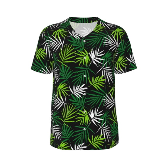 Rocae Tropical Leaves1 for Breathable Men's Baseball T-Shirt Fashionable Casual Baseball Jersey, Moisture-wicking Sportswear X-Large