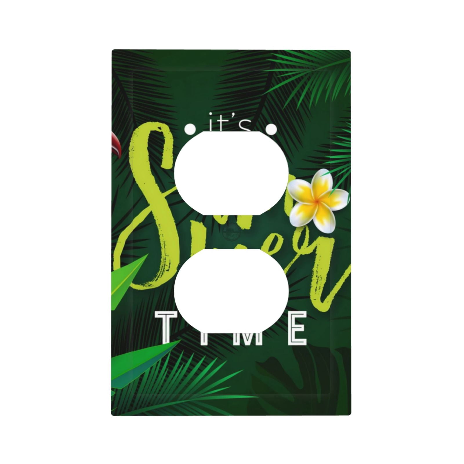 Tropical Floral Light Switch & Outlet Covers – Hibiscus & Palm Leaves Design, Polycarbonate Standard Size Single Duplex, Summer Decor