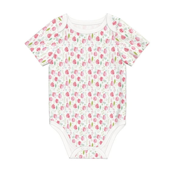 Rocae Tulips Flowers for Baby Climbing Clothes Soft Baby Romper for Active Infants Comfortable and Breathable Crawling Jumpsuit Unisex Baby Outfit 9M