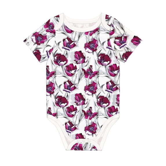 Rocae Tulips Flowers for Baby Climbing Clothes Soft Baby Romper for Active Infants Comfortable and Breathable Crawling Jumpsuit Unisex Baby Outfit