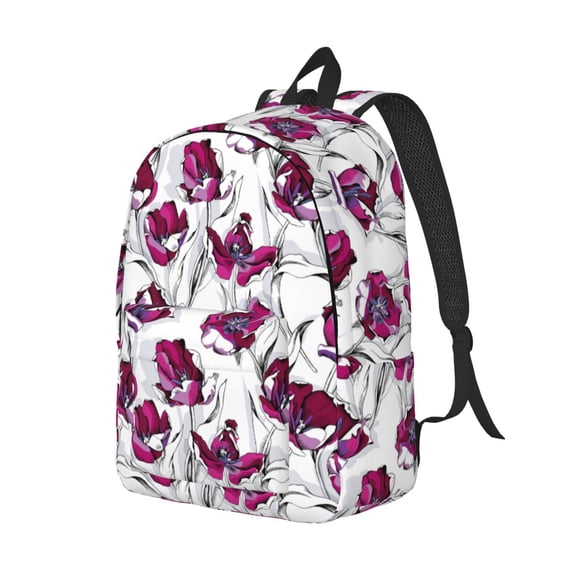 Rocae Tulips Flowers for Durable Canvas Backpack Leisure Large Bag Travel Rucksack Multi-function Backpack