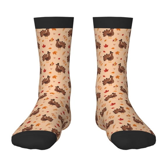 Rocae Turkey And Autumn Leaves for Girls Boys Crew Socks,Children's Socks, Kids Socks, Toddler Socks: Daily Wear with Kids School Uniform