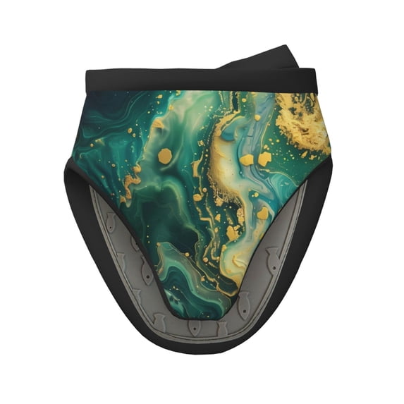 Rocae Turquoise Golden Swirl for Mini Oven Mitts Rubber Oven Glove, Kitchen Mittens, Cute Cooking Mitts,5.9"x5.9"