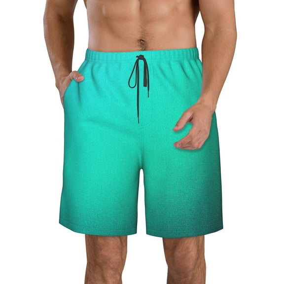 Rocae Turquoise Light Blue for Men's Beach Shorts Casual Elastic Waist Drawstring Summer Beach Shorts,S-3XL-Large