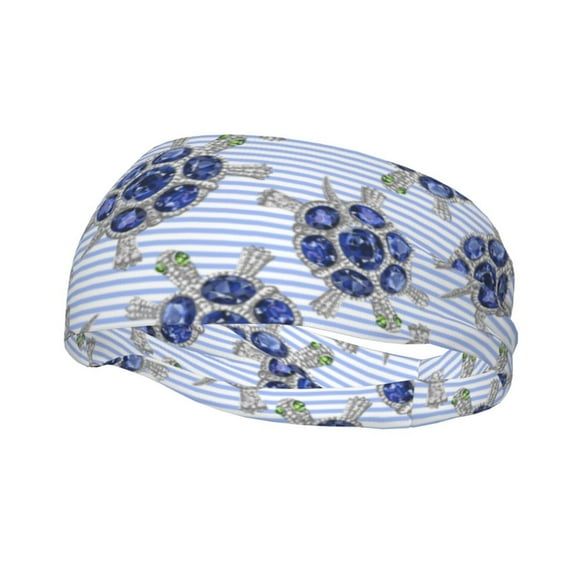 Rocae Turtle with Blue Stones for Sweatbands Sports Headband for Men and Women,Fashion Sweat Bands Headbands for Running,Cycling,Football, Yoga, Fitness