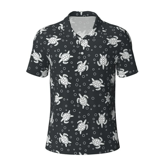 Rocae Turtle for Men's Short Sleeve Polo Shirt, Quick Drying Performance Moisture Wicking Sports Men's Golf Shirt Small