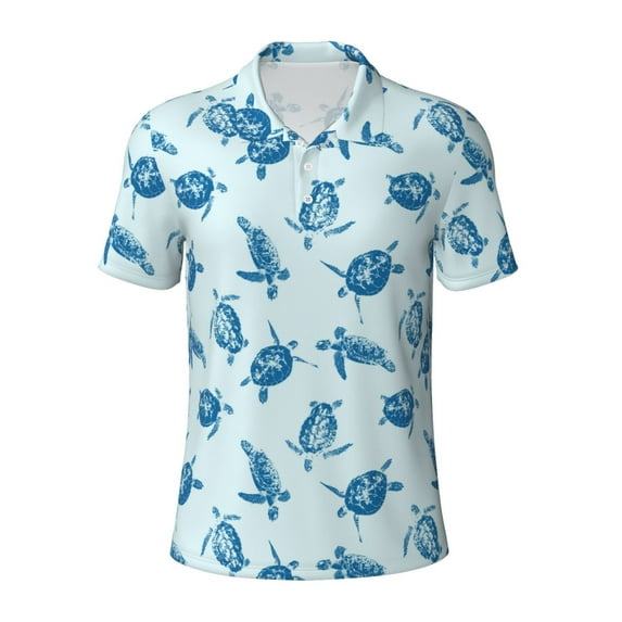 Rocae Turtle for Men's Short Sleeve Polo Shirt, Quick Drying Performance Moisture Wicking Sports Men's Golf Shirt X-Large