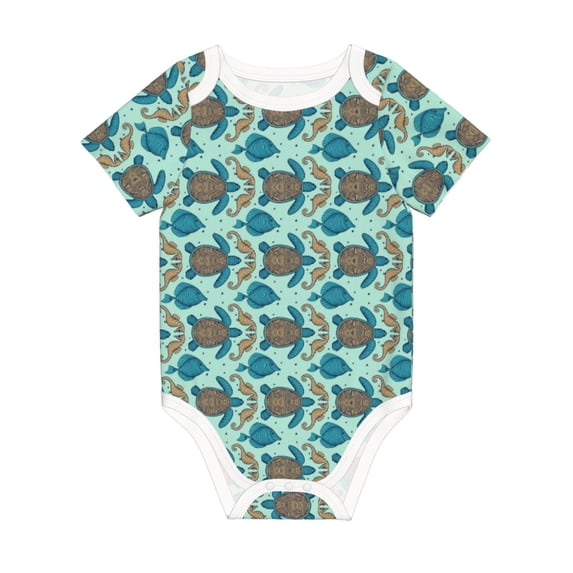 Rocae Turtles And Seahorses for Baby Climbing Clothes Soft Baby Romper for Active Infants Comfortable and Breathable Crawling Jumpsuit Unisex Baby Outfit 6 Months
