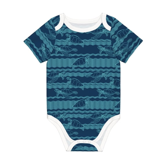 Rocae Turtles and Waves for Baby Climbing Clothes Soft Baby Romper for Active Infants Comfortable and Breathable Crawling Jumpsuit Unisex Baby Outfit 12 Months